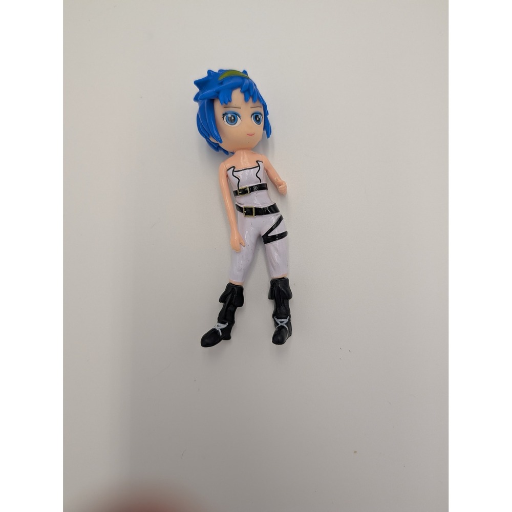 Anime kodama Girl Mini Figure Blue Hair White Outfit Collectible Toy